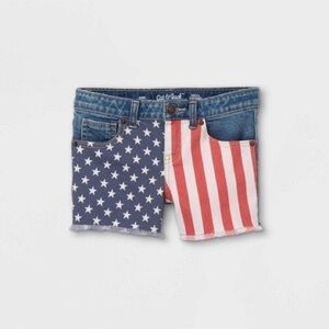 Girls' Printed Flag Jean Shorts XL 14/16 NWT Cat & Jack